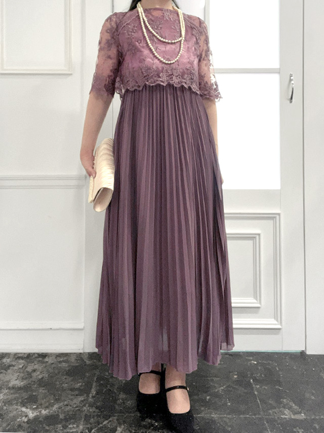 身長164cm骨格ストレートのスタッフがrt-ld10099(アンティークパープル)を着用したフロント画像