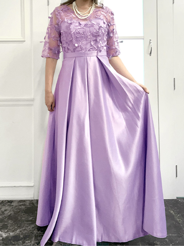 身長159cm骨格ストレートのスタッフがrt-ld201028(パープル)を着用したフロント画像