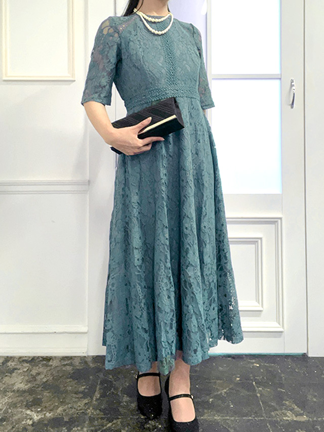 身長164cm骨格ストレートのスタッフがrt-ld7251-2(ブルーグリーン)を着用したフロント画像