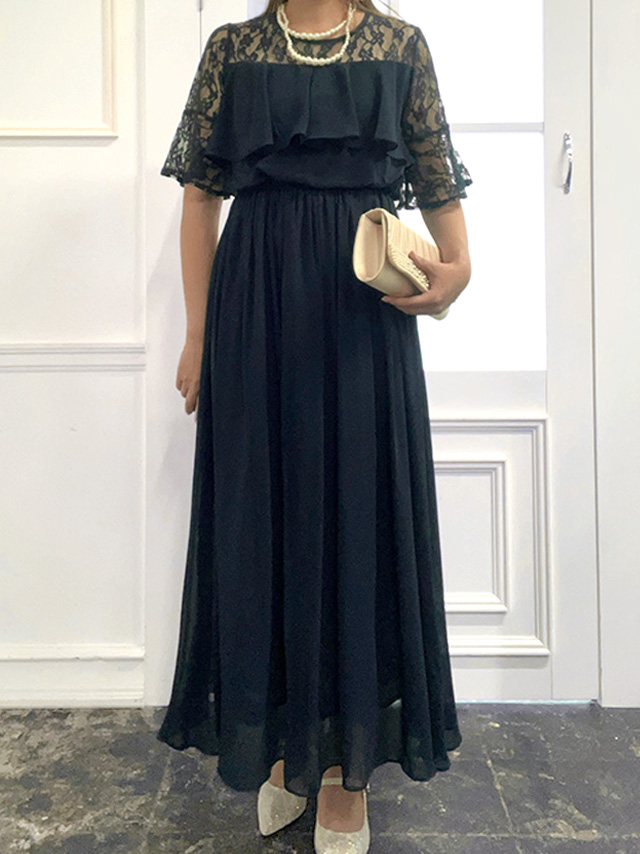 身長159cm骨格ストレートのスタッフがrt-ld88202(ネイビー)を着用したフロント画像