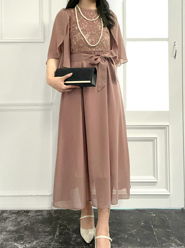 身長164cm骨格ストレートのスタッフがrt-ld88615(ダスティピンク)を着用したフロント画像