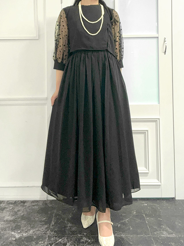 身長164cm骨格ストレートのスタッフがrt-lds18(ブラック)を着用したフロント画像