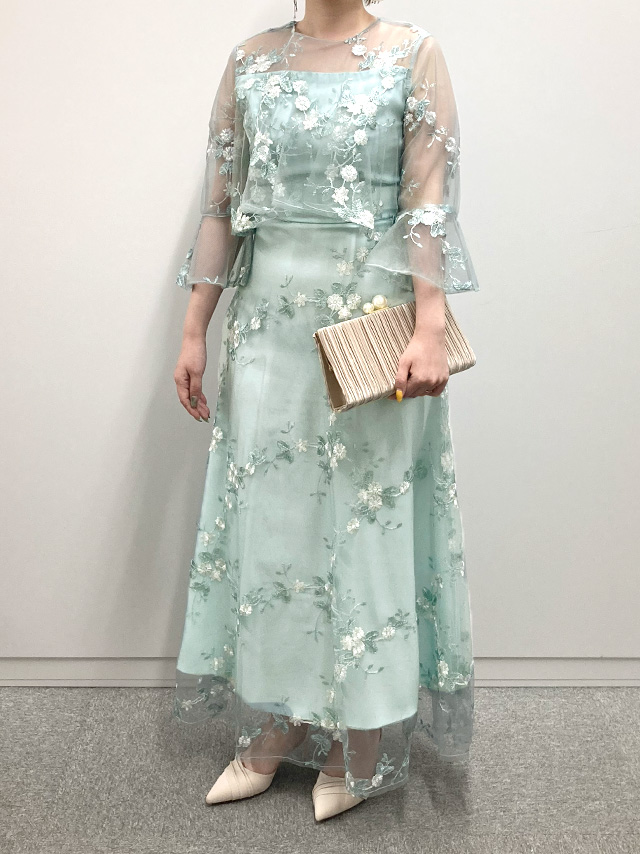 身長150cm骨格ウェーブのスタッフがrt-lds26(ミント)を着用したフロント画像