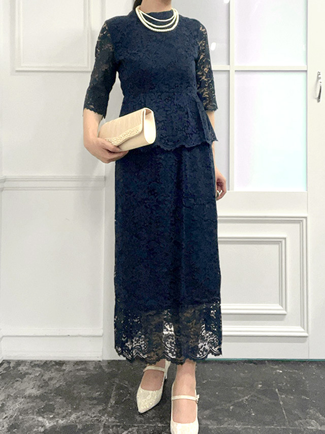 身長164cm骨格ストレートのスタッフがrt-ldsxl360(ネイビー))を着用したフロント画像