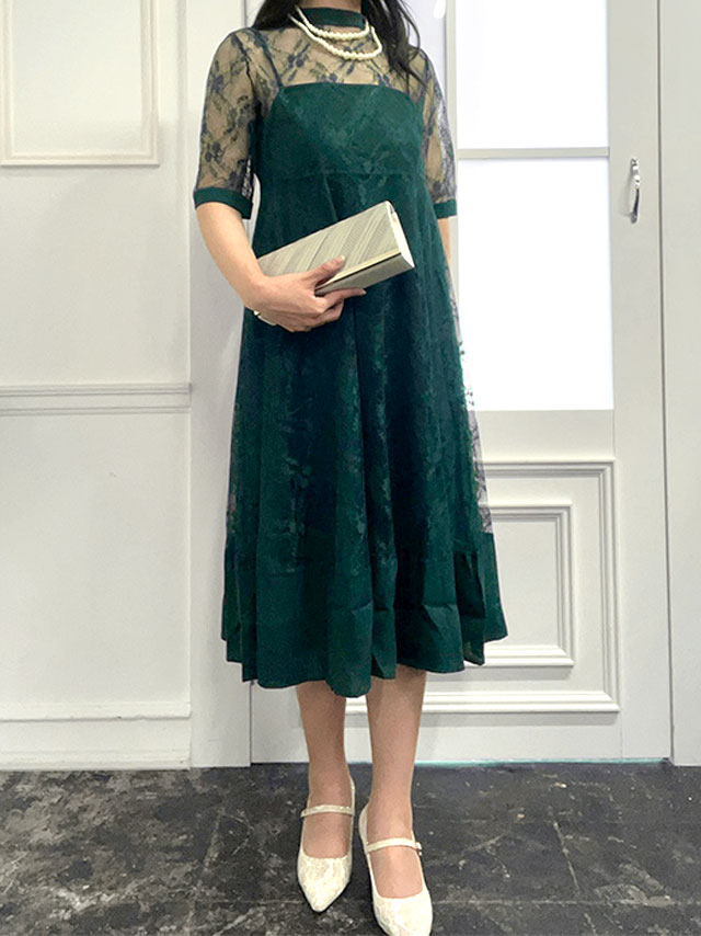 身長164cm骨格ストレートのスタッフがrt-mds5992bgr(グリーン)を着用したフロント画像