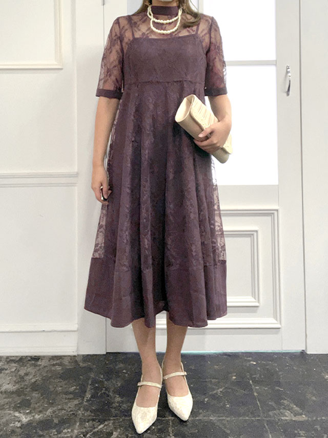 身長159cm骨格ストレートのスタッフがrt-mds5992(パープル)を着用したフロント画像