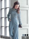 パーティードレス パンツ ロングスリーブハイネックレース切り替えパンツドレス