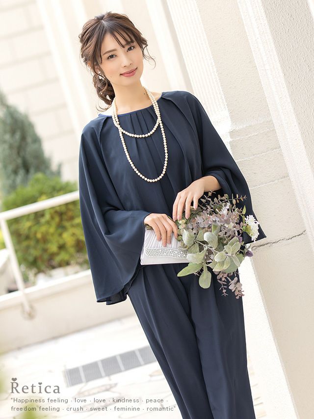 ♡ツーピースパンツドレス♡ SALE] ツーピースケープタックトップスパンツスタイルパーティードレス