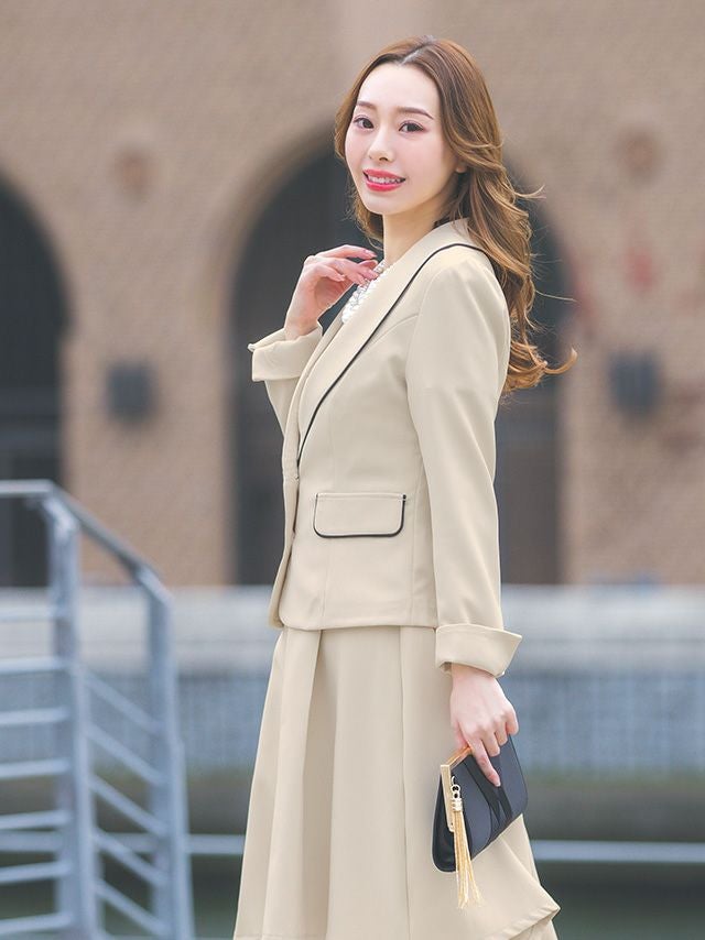 SALE] ワンピーススーツセットアップパイピングデザインセレモニー