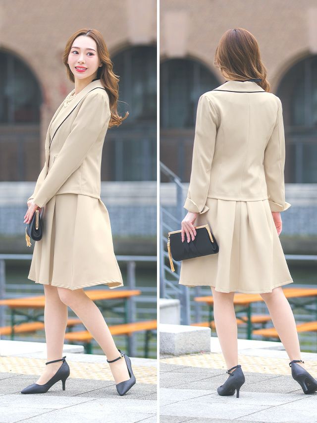 SUPER SALE] ワンピーススーツセットアップパイピングデザイン