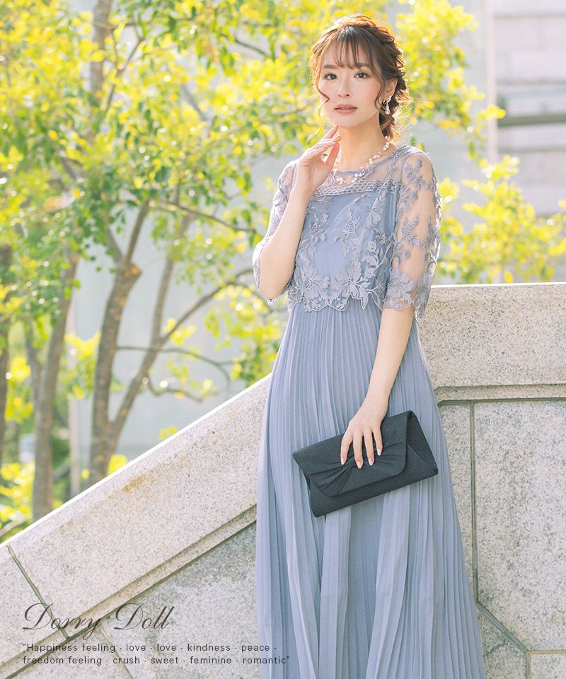 新品　レース切替プリーツワンピ　DorryDoll スマイルオーキッド　結婚式 オリジナル柄レース×プリーツワンピース レビュー|Dorry Doll