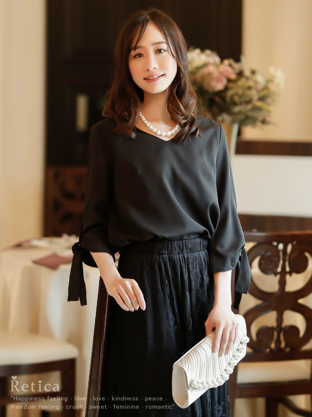 SUPER SALE] ツーピースワンカラー袖ありレースフレアロングスカート