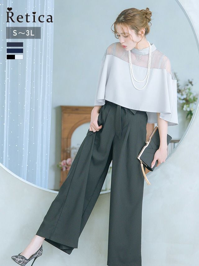 SALE] 二の腕カバー ケープデザイン セットアップ ウエストリボン