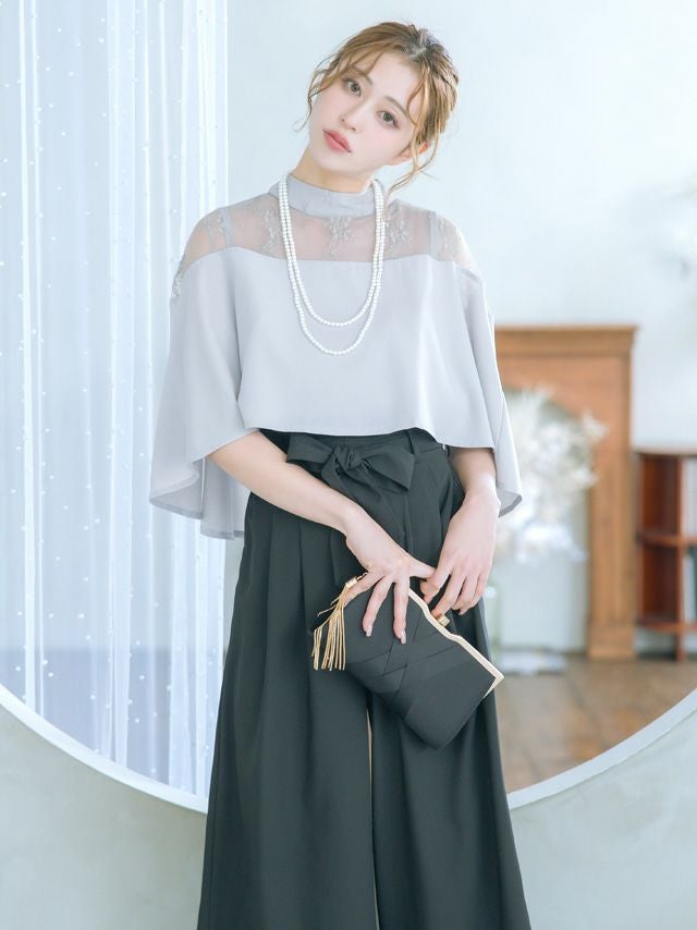SALE] 二の腕カバー ケープデザイン セットアップ ウエストリボン