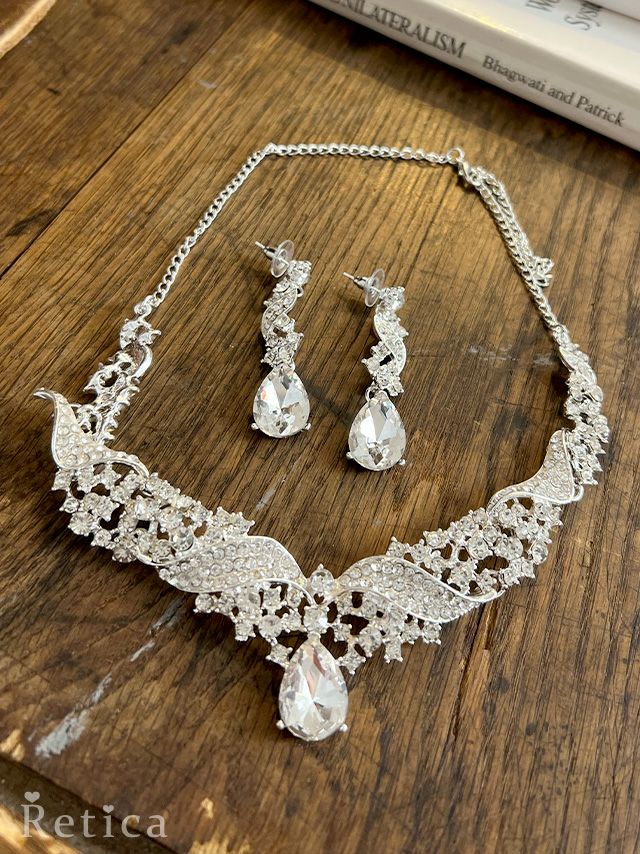 パール×ビジューデザインアクセサリーセット(ネックレス×イヤリングor