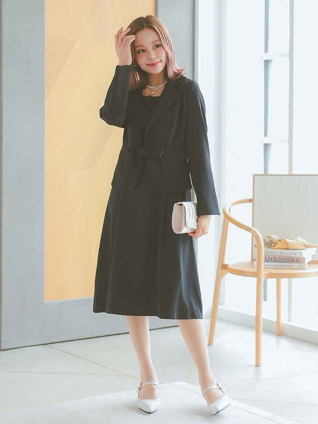 TOCCA セットアップ スーツ　ジャケット　ワンピース　リボン TOCCA 洗える ネイビー セットアップスーツ ワンピース お受験 9号 11