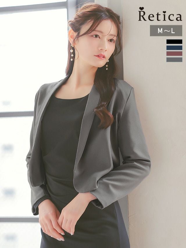 SALE] 襟付きロングスリーブボレロジャケット (Mサイズ/Lサイズ