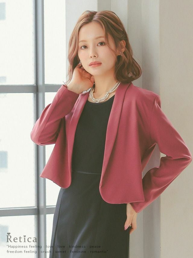 SUPER SALE] 襟付きロングスリーブボレロジャケット (Mサイズ/Lサイズ