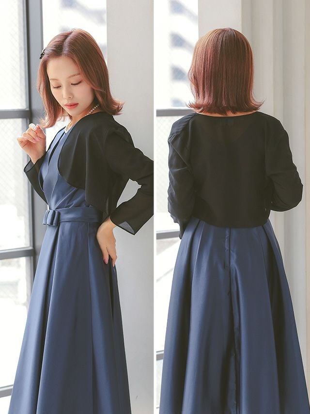 SALE] シフォンドレープ長袖ボレロ (Mサイズ/Lサイズ) | パーティ