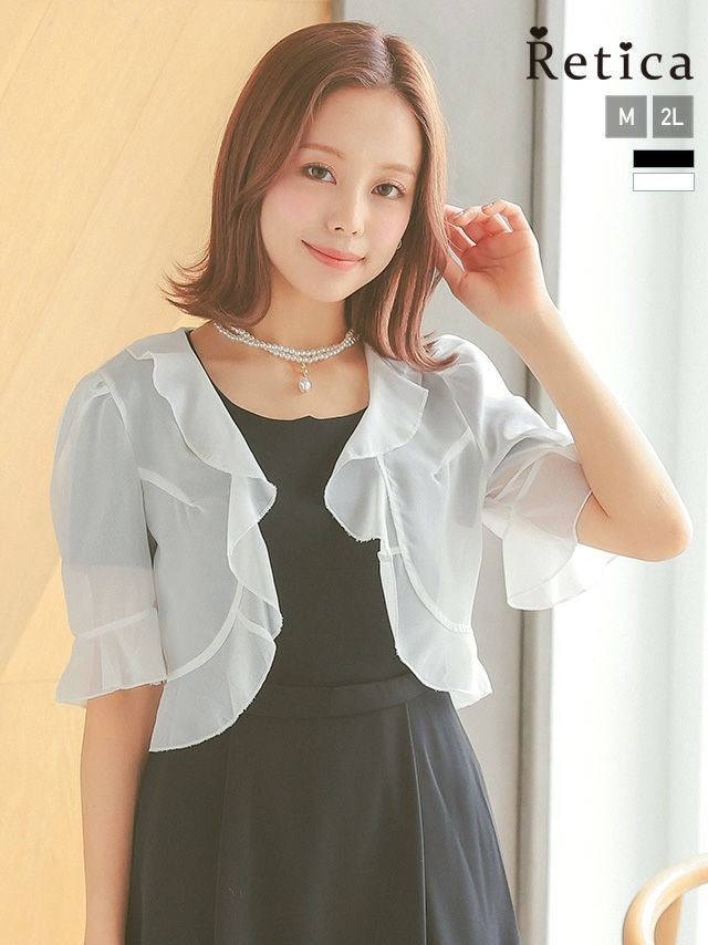 ADORE シアー素材がオシャレ　ホワイト×ブラック　ボレロ　ジャケット 000000002622-01.jpg?size=m&w=
