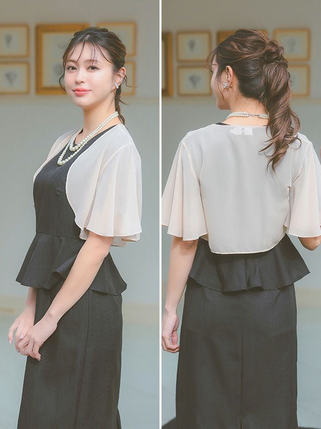 SALE] シフォンレース半袖ショートボレロ (M～Lサイズ) | パーティ