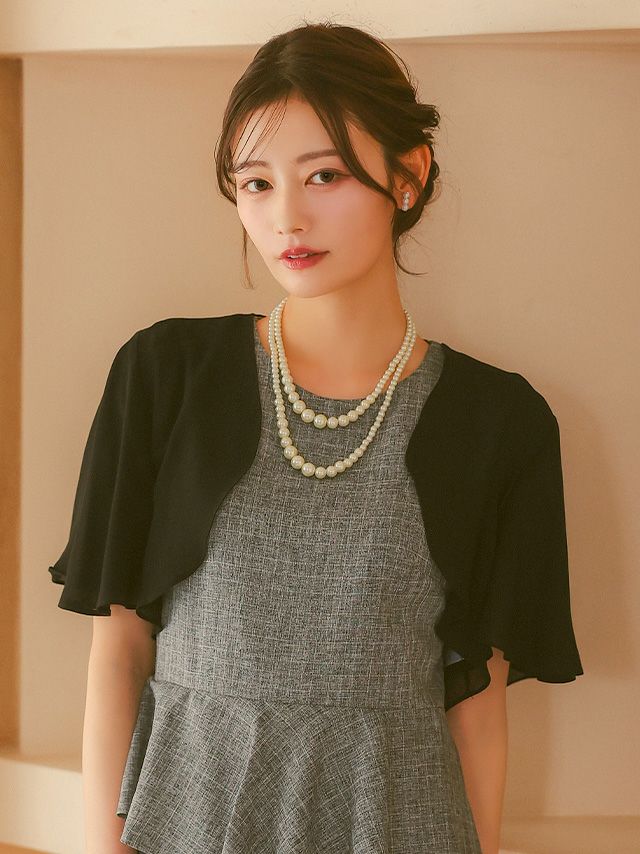 SUPER SALE] シフォンレース半袖ショートボレロ (M～Lサイズ
