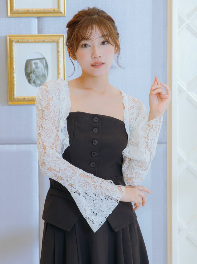 長袖ベルスリーブ総レースボレロ (Mサイズ) | パーティドレス通販