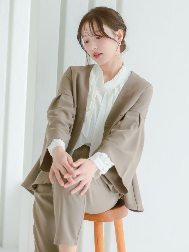 SALE] フォーマルフレアスリーブジャケット ストレートパンツ 2点