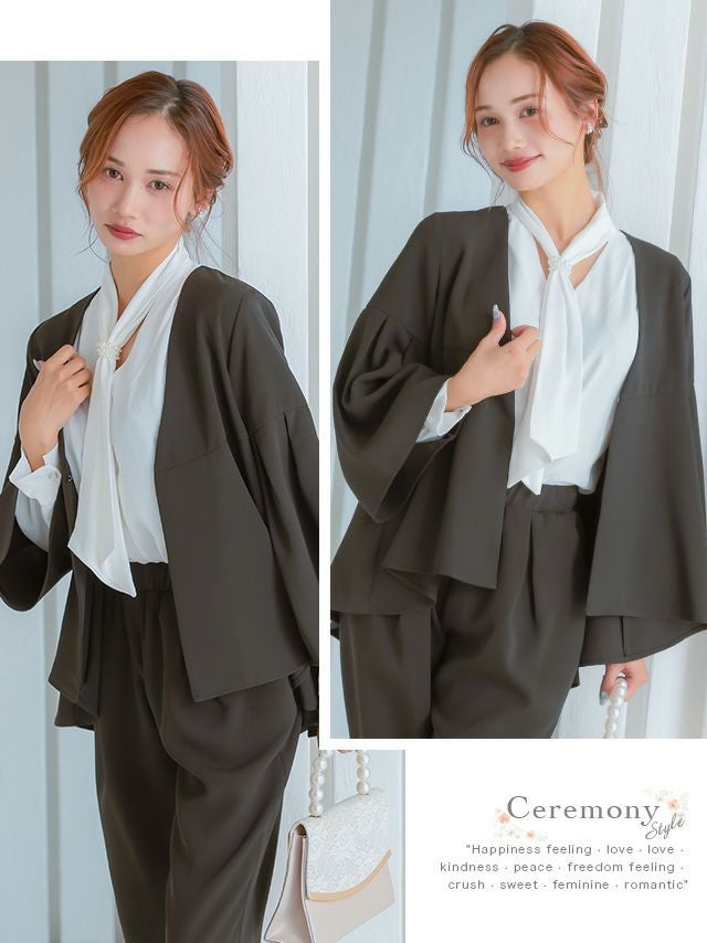 SALE] フォーマルフレアスリーブジャケット ストレートパンツ 2点