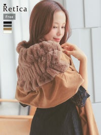 SALE] フリンジふわふわフェイクファーショール (フリーサイズ 
