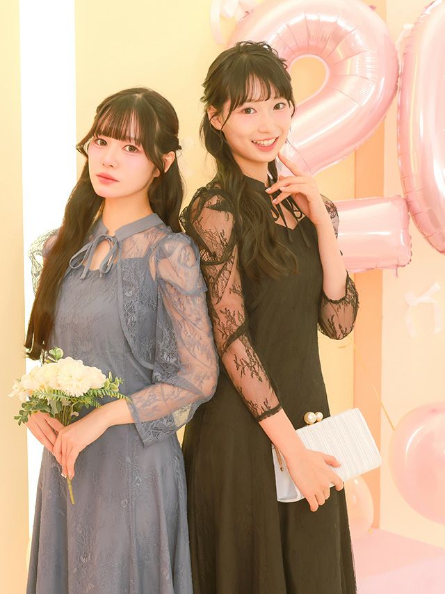パフスリーブボレロ×マーメイドワンピースドレスセット (Sサイズ～4L