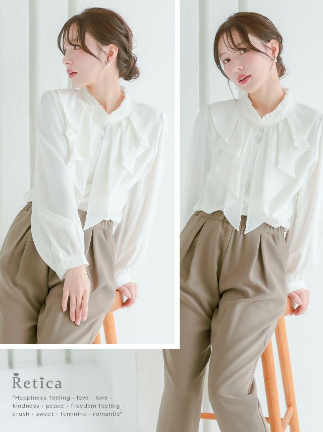 SALE] フロントラッフルフリルブラウス セレモニー 卒業式 卒園式 入学