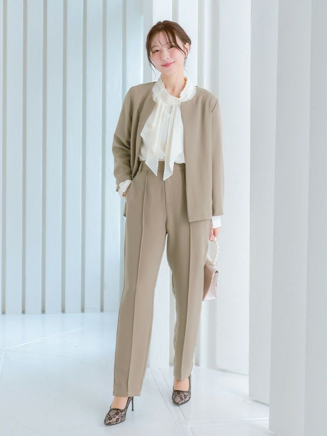 SALE] ノーカラー バックタック ジャケット＆センタープレス