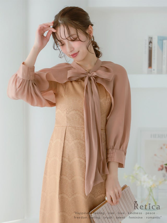 SALE] 2WAYショート丈ボレロ付きレース模様ノースリーブロング