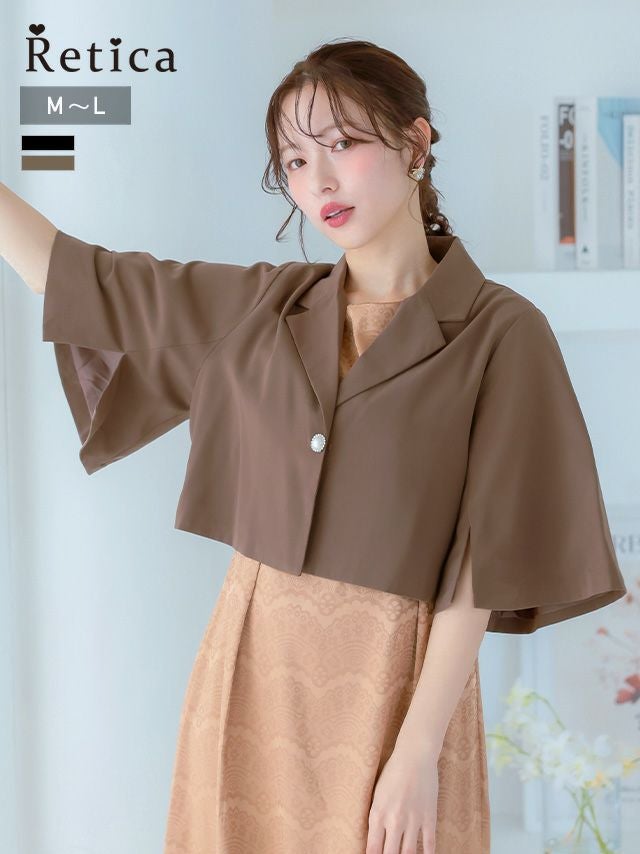 h.NAOTO bloodショート丈フレンチスリーブボレロ SALE] ブローチ付き半袖ショート丈ボレロジャケット(Mサイズ/Lサイズ