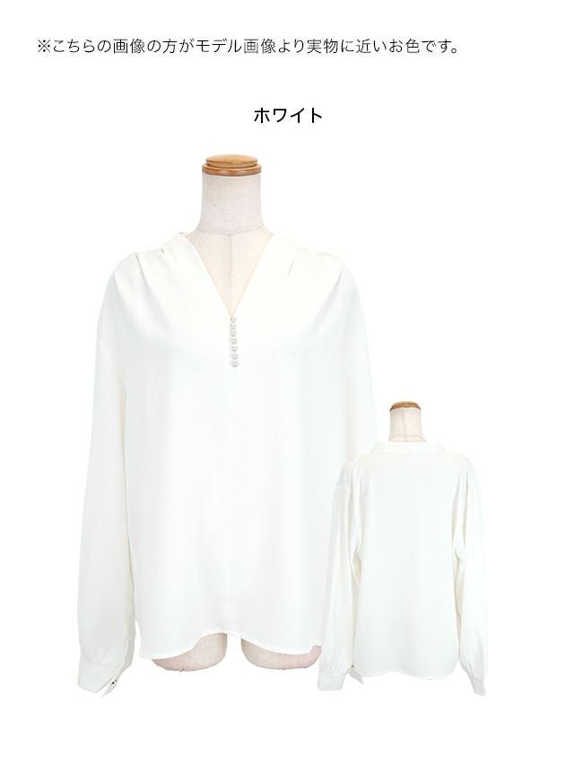 襟なしパール付きブラウス 卒業式 / 卒園式 入学式 / 入園式 ママ