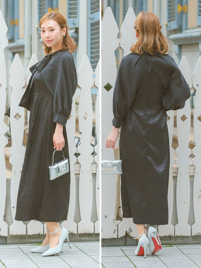 SALE] 長袖ボレロ×ノースリーブワンピース2ピースロング丈パーティー